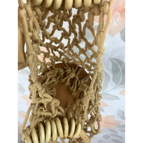 Unbranded Macrame Bucket Bag Womens One Size Boho Summer Net Tote Lined Purse - Picture 6 of 7